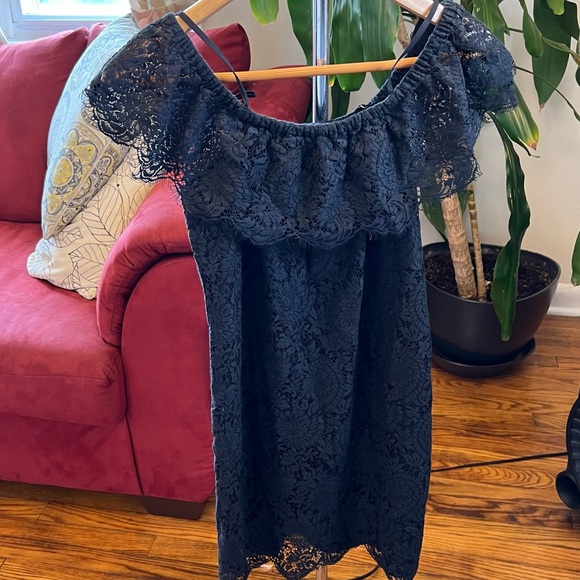 Madewell Floral Lace Off Shoulder Oversized Mini Dress Sz 0 - Picture 14 of 16